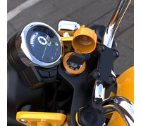 Coque de bouton d'allumage en alliage d'aluminium pour trou de serrure de moto et de voiture - Garniture de protection décorative avec design anti-usure, comprend un kit de nettoyage (jaune (aluminium