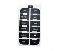 Coque de bouton en vinyle pour Ford S-Max, panneau de commande intérieur | Kit d'autocollants de réparation de texte radio pour tableau de bord - Noir - Caractères blancs