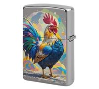 Coque de briquet en forme de poule colorée personnalisée - En métal - Réutilisable et résistante aux chocs - Sans insert - Cadeau pour homme, femme, papa, mari