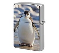 Coque de briquet en métal avec motif pingouin mignon - Réutilisable et résistante aux chocs - Sans insert - Cadeau pour homme, femme, papa, mari
