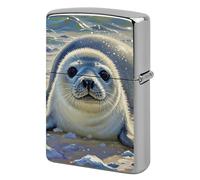 Coque de briquet personnalisée en métal avec motif de phoque du Groenland, réutilisable, résistant aux chocs, sans insert, cadeau pour homme, femme, papa, mari