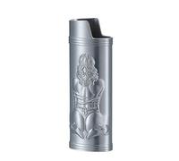 Coque de briquet pour BIC J6, Housse de briquet en armure métallique, Déesse sexy 3D en relief (Argent)