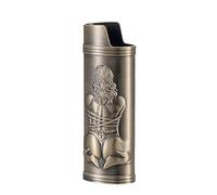 Coque de briquet pour BIC J6, Housse de briquet en armure métallique, Déesse sexy en relief 3D (Bronze)