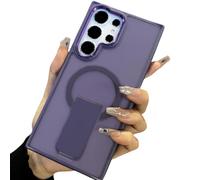 Coque de Chargement magnétique sans Fil pour Samsung Galaxy S25, S23 Ultra, S24 Plus, FE, Support Pliable, étui Mat (pour Galaxy S23 Ultra/Violet foncé)