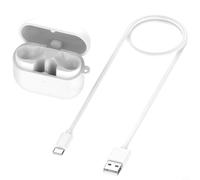 Coque de chargement pour Samsung Galaxy Buds3 FE R420 - Coque de rechange portable avec indicateur LED - Bouton d'appariement facile - Design compact en ABS - Noir (blanc)