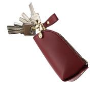 Coque de clé à distance, organiseur, coque de clé de voiture, design élégant et portable, attache porte-clés pratique, noir/marron foncé/bordeaux/bleu, pour ranger de l'argent ou des petits objets