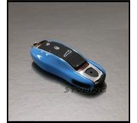 Coque de clé bleue pour télécommande Porsche - Coque latérale peinte - Compatible avec Macan Boxster Carrera Cayenne Cayman Panamera Spyder 981 718 991 918 911 GTS - Bleu