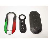 Coque de Clé + Boutons en Caoutchouc Compatible avec Fiat 500, Grande Punto, Evo, Bravo, Panda, 500L, Lancia Ypsilon, Musa, Delta - Télécommande Tricolore Italie + Tutoriel Vidéo