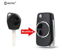 coque de clé de télécommande de voiture pliable, pour SUZUKI SWIFT SX4 VITARA ALTO IGNIS JIMNY Splash, 2 boutons, anneau métallique