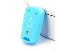 Coque de clé de voiture 3 boutons en silicone pour Kia Rio K2 Hyundai i20 Protection et résistance à la déformation Bleu clair