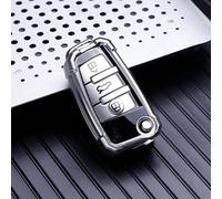 Coque De Clé De Voiture Compatible Avec Audi A1 A3 A4 A6 Q3 Q5 Q7 S3 R8 Tt Boîte À Clés Clé Clé À Distance Boîtier De Clé 3 Boutons Coque En Tpu Argent