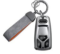 Coque de Clé de Voiture Compatible avec Audi A3 A4 A6 A5 A7 A8 Q5 Q7 TTS RS S4 S5, TPU Couvre Clef Cache Cle Telécommande, Étui Clé de Voiture- Noir Gris A
