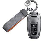 Coque de Clé de Voiture Compatible avec Audi Q5 A4 A5 A6 A7 A8 RS5 RS7 S4 S5 S6 S7 SQ5, TPU Couvre Clef Cache Cle Telécommande, Étui Clé de Voiture- Noir Gris D