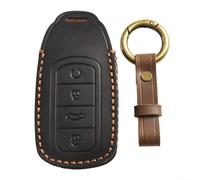 Coque de clé de voiture en cuir fait à la main pour Chery Omoda 5 4 boutons de protection de télécommande anti-chute et résistant à l'usure Couverture complète Noir