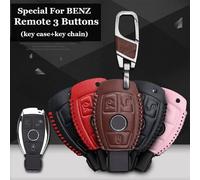 Coque de clé de voiture en cuir pour Mercedes-Benz à 3 boutons, compatible avec les modèles de séries A/B/C/E/R/S/CL/CLA/AMG/GL/ML/SL/SLK/SPRINTER/CLS/G