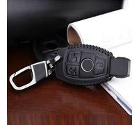 Coque de clé de voiture en cuir pour Mercedes Benz à distance 3 boutons Compatible avec les modèles A B C E R S CL CLA GL ML SL SLK Sprinter CLS G Series (Noir)