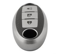 Coque de clé de voiture en cuir TPU souple avec positionnement précis des boutons (style 2 argenté)
