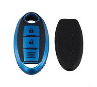 Coque de clé de voiture en cuir TPU souple pour Nissan Qashqai J11 J10, Trail T32, Leaf, Micra, Versa offrant une résistance aux empreintes digitales et un alignement précis des boutons (style 4 bleu)