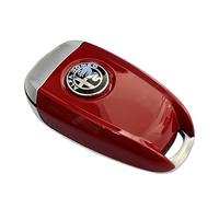 Coque de clé de Voiture en Fibre de Carbone ABS avec Logo 3D Noir pour Alfa Romeo Giulia Stelvio Tonale (Logo Noir, Rouge)