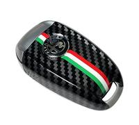 Coque de clé de voiture en fibre de carbone ABS avec logo 3D noir pour Alfa Romeo Giulia Stelvio Tonale (logo noir, noir B)