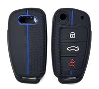 Coque de e voiture en silicone pour Audi A1 A3 S3 A4 S4 RS4 A6 S6 RS6 Q3 Q5 Q7 TT R8 Coque de protection pour e voiture 3 boutons (bleu)