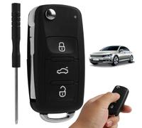 Coque de Clé de Voiture Pliante 3 Boutons en TPU, Boîtier de Télécommande Compatible pour Golf Mk6, T1 Seat - Protection Intégrale Anti-Chute, Anti Rayures, Installation Facile, Signal Non Bloqué