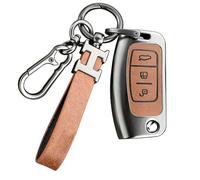 Coque de clé de voiture pour Ford Fiesta Focus Galaxy Kuga C-Max S-Max Mondeo MK4 3 boutons rabattable avec porte-clés Marron