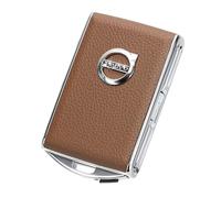 Coque de clé de voiture pour Volvo XC90, XC60, XC40, S60, S90, V90, Polestar 1, Polestar 2, couche supérieure en cuir de vache (marron)