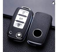 Coque De Clé De Voiture Tpu Avec Motif Et Porte-clés, Convient Pour Polo Golf Passat Beetle Tiguan Seat Leon Altea Skoda Octavia Kodiaq Bordure argentéeTPU