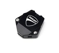 Coque de clé en alliage d'aluminium Pour DUCATI MONSTER 696 796 M1100S M1200S 821 848 1098 1199 1299 Moto CNC Etui Clés Coque Broderie Badge Porte-clés(KC Black)
