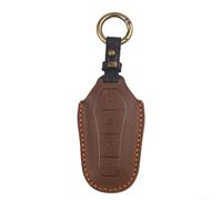 Coque de clé en cuir pour BYD Atto 3 Han EV 4 boutons avec protection complète et résistance aux chutes (marron)