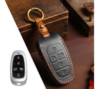 Coque de n cuir pour télécommande sans clé Hyundai à 5 boutons 2022 avec couverture complète et protection anti-chute (noir)