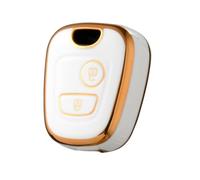 Coque de clé en TPU à 2 boutons compatible avec Peugeot 107 206 SW CC 406 307, coque de clé souple pour Citroën Berlingo C1 C2 C3 (blanc)