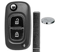 Coque de clé pliante, télécommande 2 boutons + pile pour Renault et Mercedes Benz