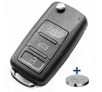 Coque de clé pliante, télécommande 3 boutons + 1 pile CR2032 compatible avec VW Tuareg 7L Phaeton jusqu'à 2010
