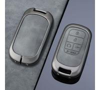 Coque de clé pour Honda Civic Accord CR-V HR-V Pilot Vezel ZR-V avec structure en alliage de zinc et zone tactile en cuir (5 boutons)