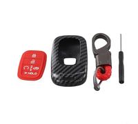 Coque de clé sur le thème de la fibre de carbone pour Honda Civic Accord pour CRV pour télécommande Pilot à 5 boutons compatible avec les modèles 2022, 2023, 2024, 2025 avec logo visible