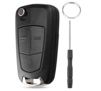 Coque de Clé Télécommande de Remplacement Compatible avec Ope-l Astra Vectra Corsa Signum Zafira Meriva Tigra,2 Boutons avec Lame de Voiture Boitier Clef Accessoires+Porte-clés+Tournevis