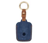 Coque de clé télécommande en cuir de vache pour BMW i3 i8 entrée sans clé 2014 à 2023 avec finition lisse et stabilité de forme (bleu)