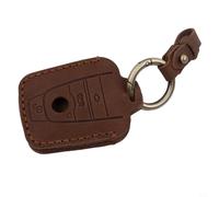 Coque de clé télécommande en cuir de vache pour BMW i3 i8 entrée sans clé 2014 à 2023 avec finition lisse et stabilité de forme (marron)