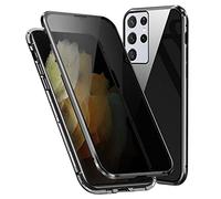 Coque de Confidentialité Anti Peeping pour Samsung Galaxy S23 Ultra Coque Magnétique Anti-Espion Pare-Chocs en Métal Verre Trempé Double Face Housse de Protection,Noir,for Samsung S23