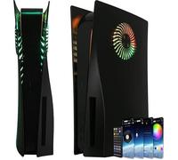 Coque de Console PS5 Façade PlayStation 5 Disc Edition avec Ventilations de Refroidissement + Bande Lumineuse LED RVB + de 400