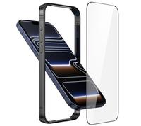 Coque de pare-chocs en métal pour iPhone 17 Pro Max, coque mince avec cadre en aluminium [pare-chocs intérieur en silicone souple] [protection avec bord surélevé] Coque de protection d'écran en