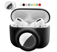 Coque de Protection 2 en 1 pour Airpods Pro et Airtag - en Silicone - Souple - Résistante aux Chocs et aux Rayures - Anti-Perte - Noir