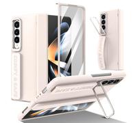 Coque de protection antichoc compatible avec Samsung Galaxy Z Fold 3, protection d'écran intégrée et charnière avec béquille et dragonne, blanc