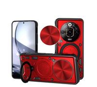 Coque de protection antichoc pour ZTE Nubia Focus Pro 5G, protection de lentille de fenêtre coulissante, ventouse magnétique, support rotatif à 360 degrés, rouge
