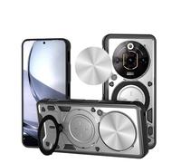 Coque de protection antichoc pour ZTE Nubia Focus Pro 5G, protection de lentille de fenêtre coulissante, ventouse magnétique, support rotatif à 360 degrés, argent