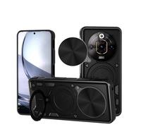 Coque de protection antichoc pour ZTE Nubia Focus Pro 5G, protection de lentille de fenêtre coulissante, ventouse magnétique, support rotatif à 360 degrés, noir