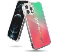 Coque de protection avec cadre en gel pour iPhone 12 Pro Max, design Fusion rose