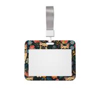 Coque de protection avec insigne de travail représentant un bouledogue français et des fleurs, motif dessin animé amusant et fenêtre transparente